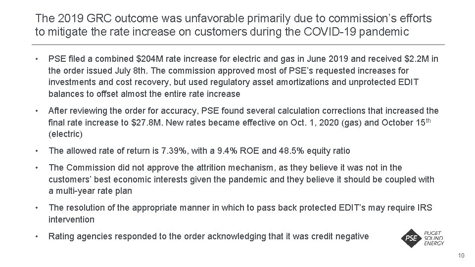 The 2019 GRC outcome was unfavorable primarily due to commission’s efforts to mitigate the The 2019 GRC outcome was unfavorable primarily due to commission’s efforts to mitigate the