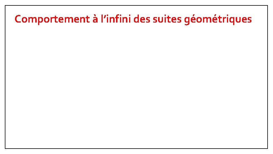 Comportement à l’infini des suites géométriques 