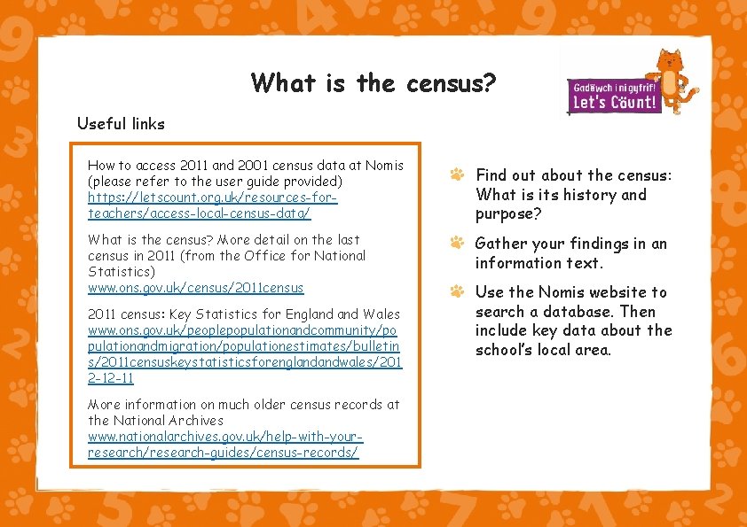 What is the census? Useful links How to access 2011 and 2001 census data