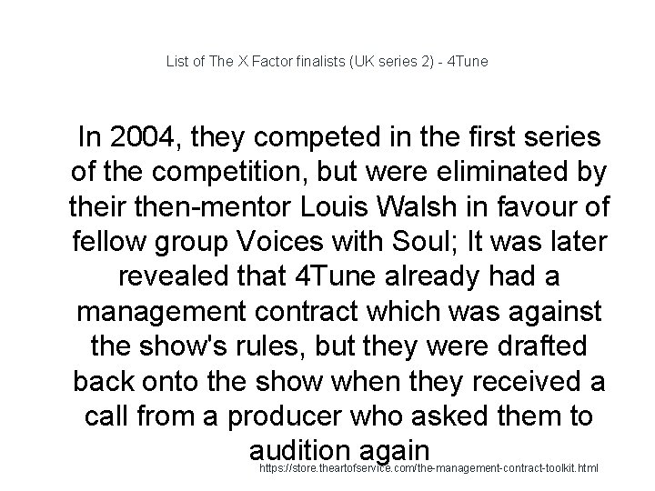 List of The X Factor finalists (UK series 2) - 4 Tune 1 In