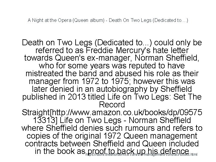 A Night at the Opera (Queen album) - Death On Two Legs (Dedicated to.