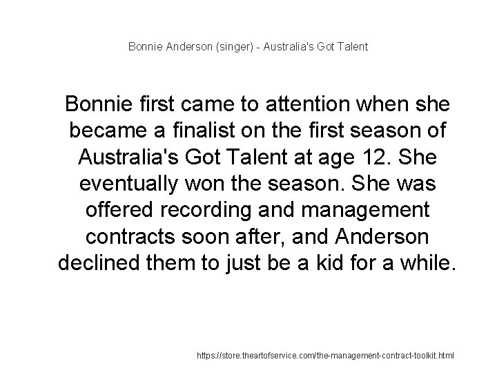 Bonnie Anderson (singer) - Australia's Got Talent 1 Bonnie first came to attention when