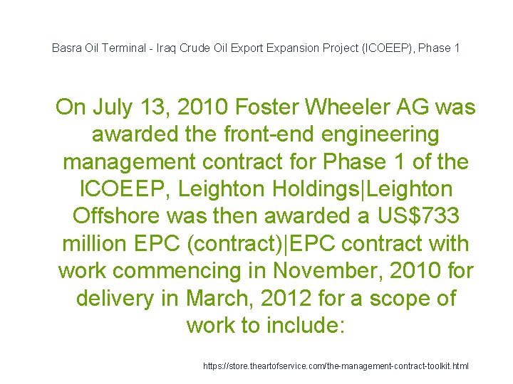 Basra Oil Terminal - Iraq Crude Oil Export Expansion Project (ICOEEP), Phase 1 1