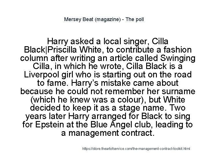 Mersey Beat (magazine) - The poll Harry asked a local singer, Cilla Black|Priscilla White,