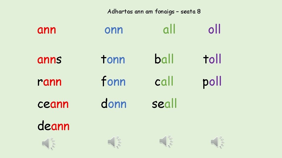 Adhartas ann am fonaigs – seata 8 ann onn all oll anns tonn ball