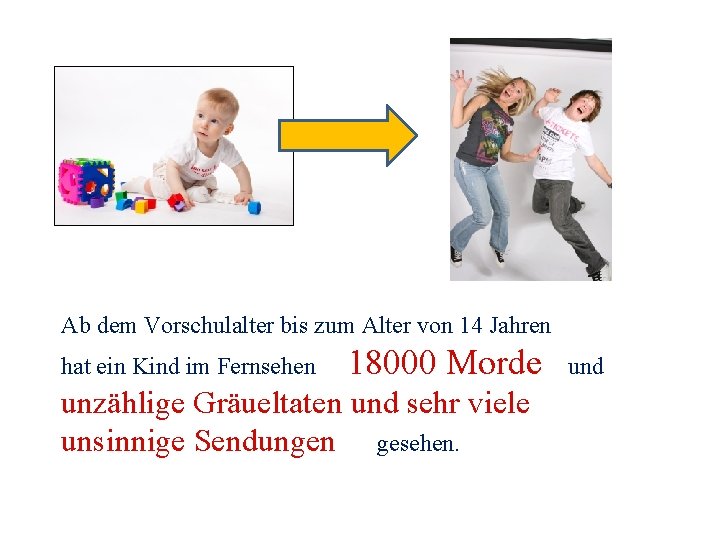 Ab dem Vorschulalter bis zum Alter von 14 Jahren hat ein Kind im Fernsehen