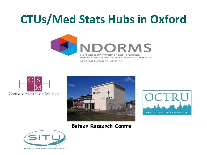 CTUs/Med Stats Hubs in Oxford Botnar Research Centre 