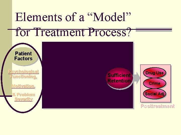 Elements of a “Model” for Treatment Process? Patient Factors Psychological Functioning, Motivation, & Problem