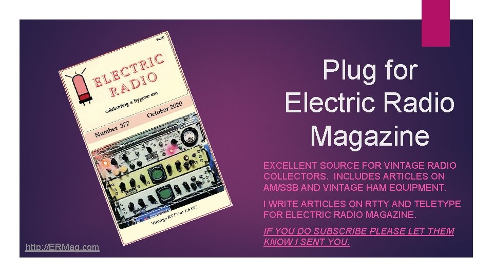 Plug for Electric Radio Magazine EXCELLENT SOURCE FOR VINTAGE RADIO COLLECTORS. INCLUDES ARTICLES ON Plug for Electric Radio Magazine EXCELLENT SOURCE FOR VINTAGE RADIO COLLECTORS. INCLUDES ARTICLES ON