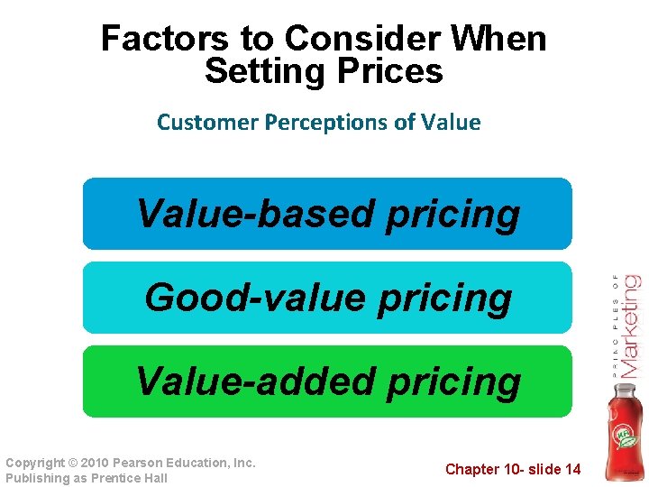 Factors to Consider When Setting Prices Customer Perceptions of Value-based pricing Good-value pricing Value-added