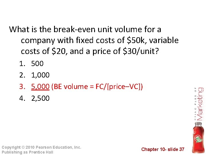 What is the break-even unit volume for a company with fixed costs of $50