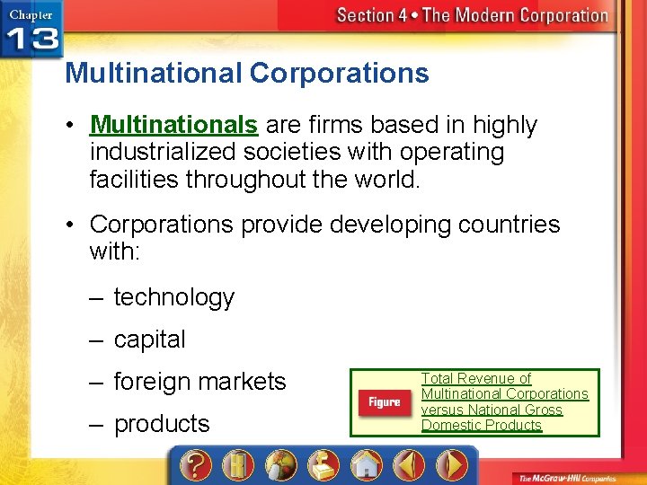 Multinational Corporations • Multinationals are firms based in highly industrialized societies with operating facilities