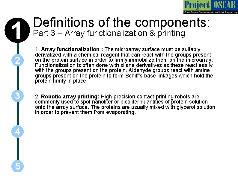 1 2 3 4 5 Definitions of the components: Part 3 – Array functionalization