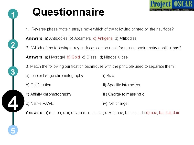 1 Questionnaire 1. Reverse phase protein arrays have which of the following printed on