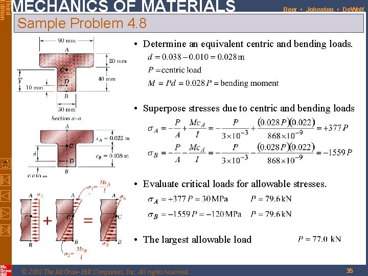 Third Edition MECHANICS OF MATERIALS Beer • Johnston • De. Wolf Sample Problem 4.