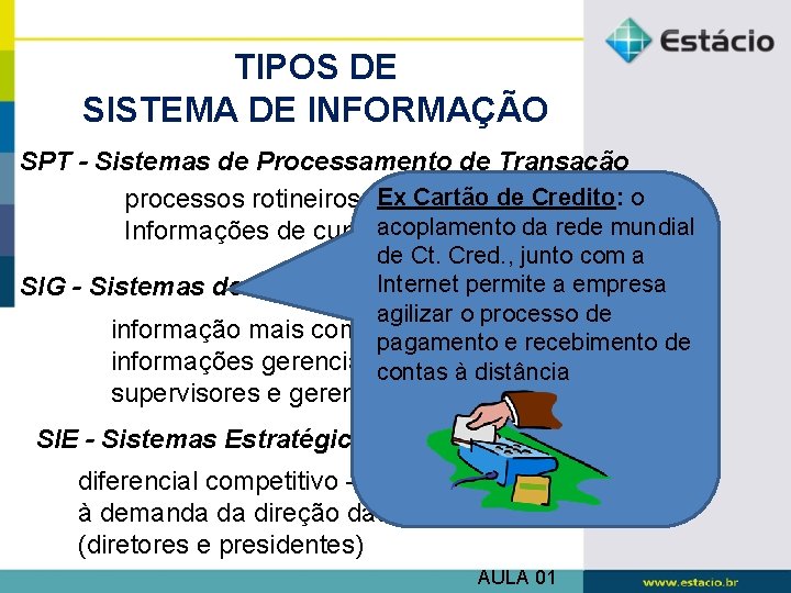 TIPOS DE SISTEMA DE INFORMAÇÃO SPT - Sistemas de Processamento de Transação Cartão de