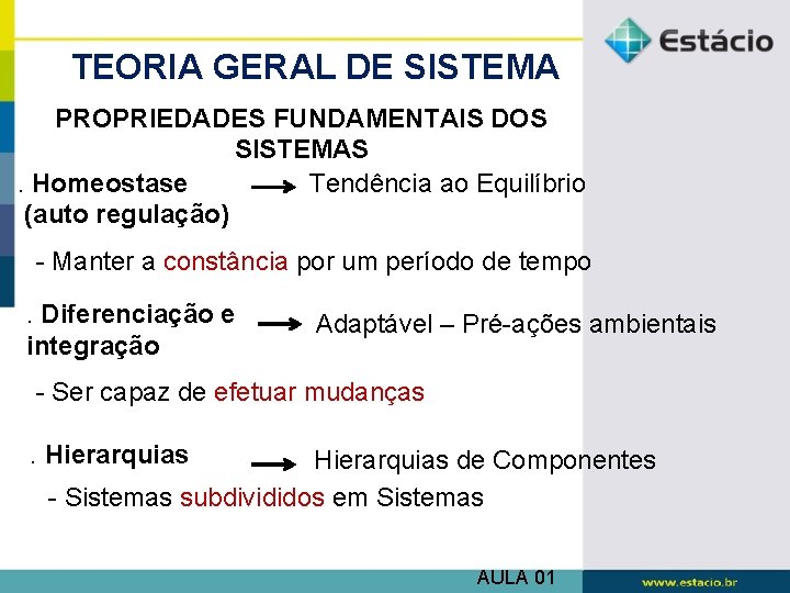 TEORIA GERAL DE SISTEMA PROPRIEDADES FUNDAMENTAIS DOS SISTEMAS. Homeostase Tendência ao Equilíbrio (auto regulação)