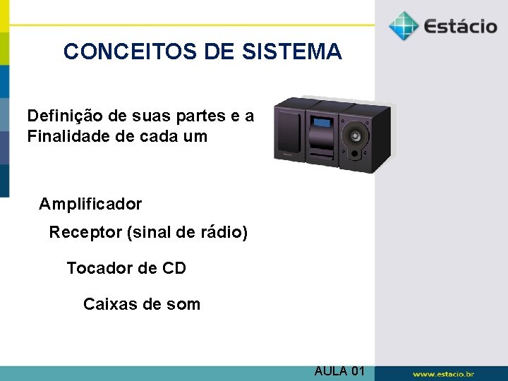 CONCEITOS DE SISTEMA Definição de suas partes e a Finalidade de cada um Amplificador