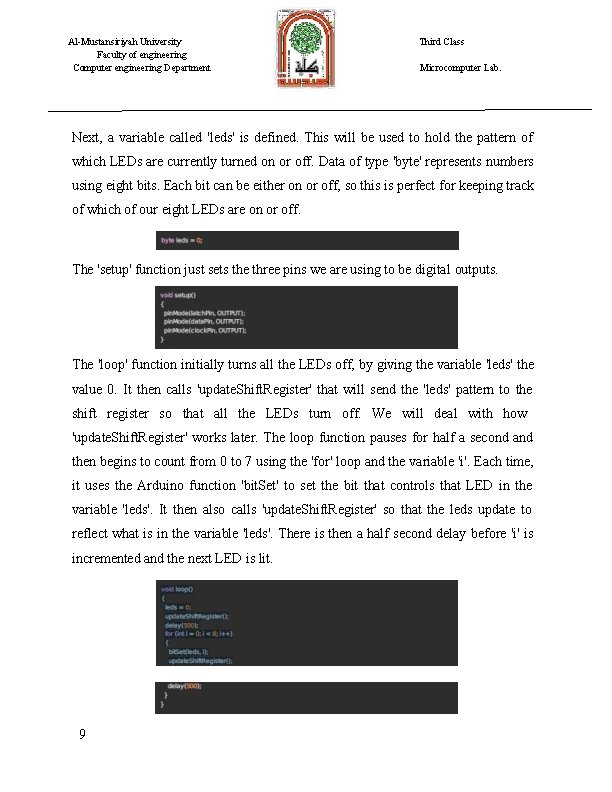 Al-Mustansiriyah University Faculty of engineering Computer engineering Department Third Class Microcomputer Lab. Next, a