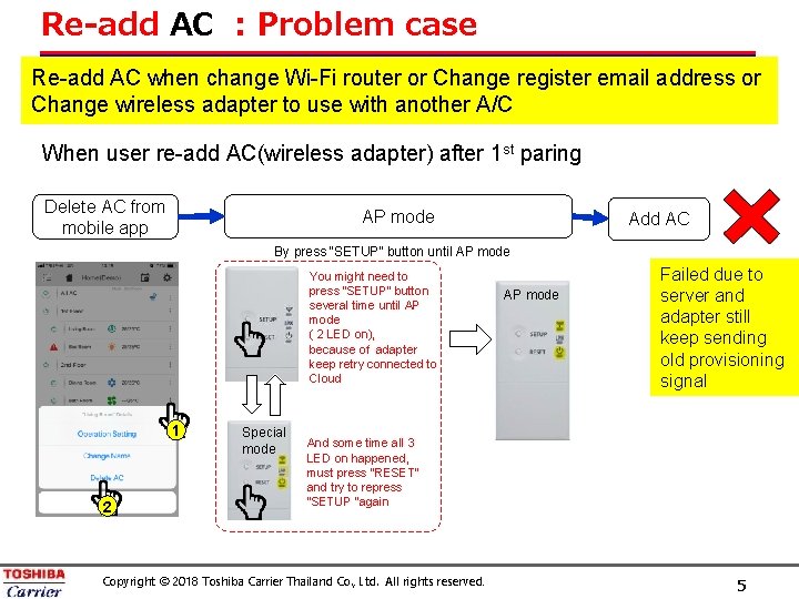 Re-add AC : Problem case Re-add AC when change Wi-Fi router or Change register