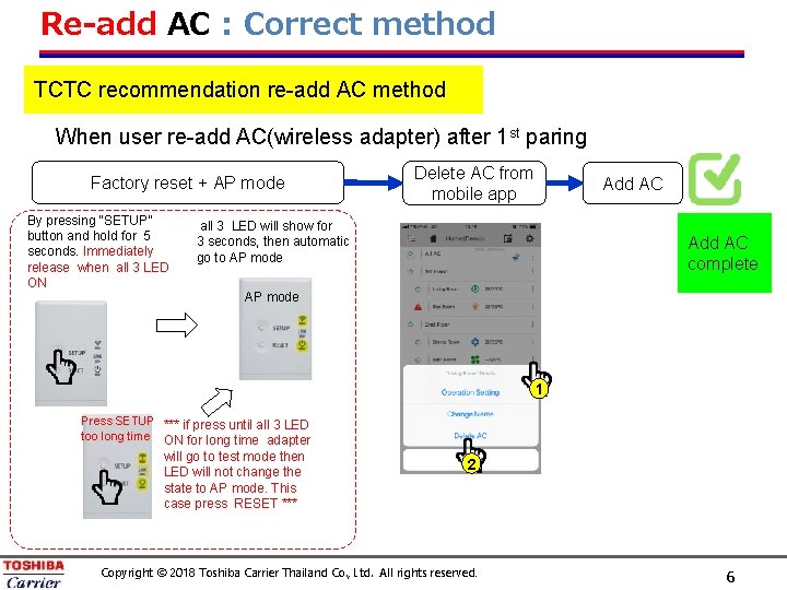 Re-add AC : Correct method TCTC recommendation re-add AC method When user re-add AC(wireless