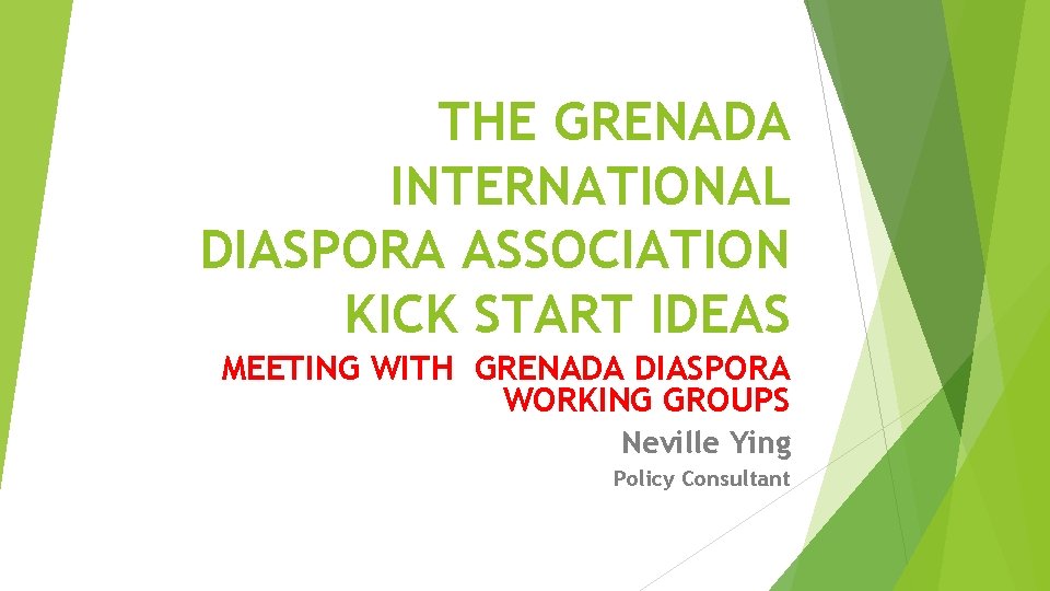 THE GRENADA INTERNATIONAL DIASPORA ASSOCIATION KICK START IDEAS MEETING WITH GRENADA DIASPORA WORKING GROUPS