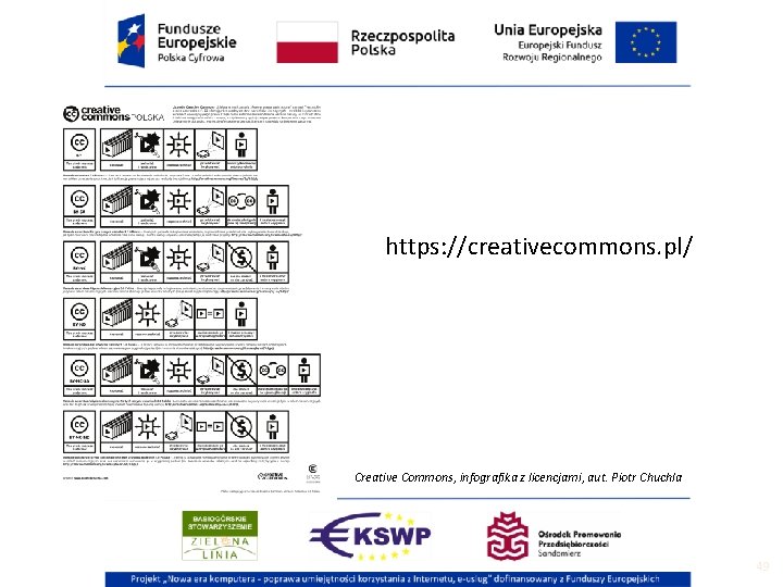 https: //creativecommons. pl/ Creative Commons, infografika z licencjami, aut. Piotr Chuchla 49 