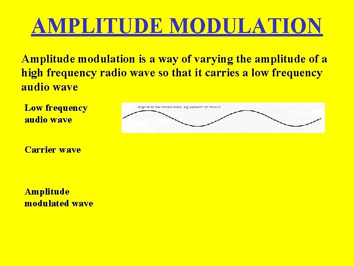 AMPLITUDE MODULATION Amplitude modulation is a way of varying the amplitude of a high AMPLITUDE MODULATION Amplitude modulation is a way of varying the amplitude of a high