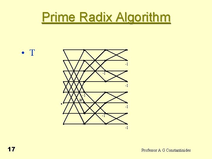 Prime Radix Algorithm • T -1 -1 -W -1 -1 -1 17 Professor A