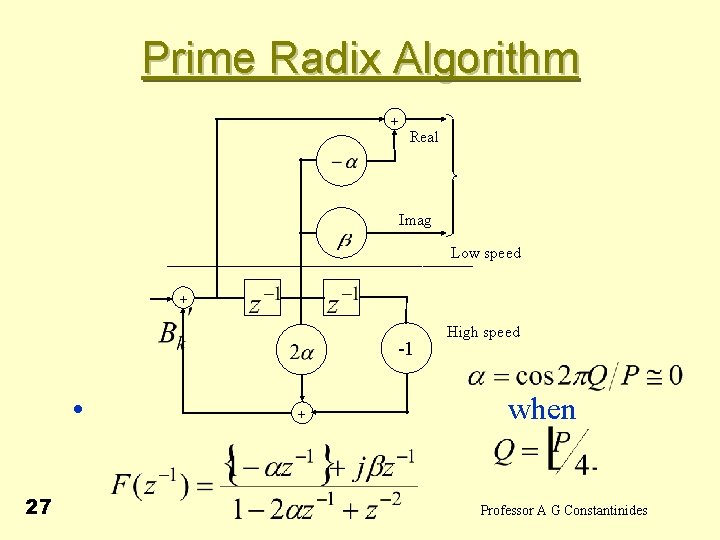 Prime Radix Algorithm + Real Imag Low speed + -1 • 27 + High