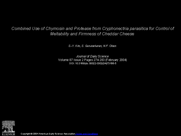 Combined Use of Chymosin and Protease from Cryphonectria parasitica for Control of Meltability and