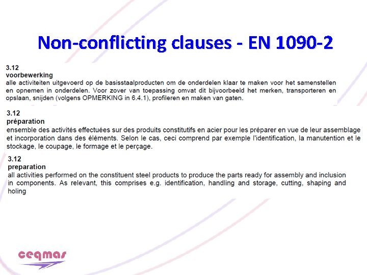 Non-conflicting clauses - EN 1090 -2 