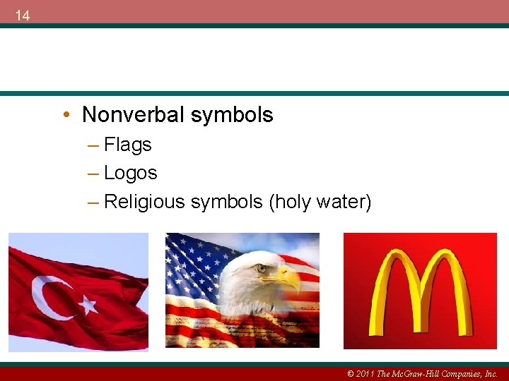 14 • Nonverbal symbols – Flags – Logos – Religious symbols (holy water) ©