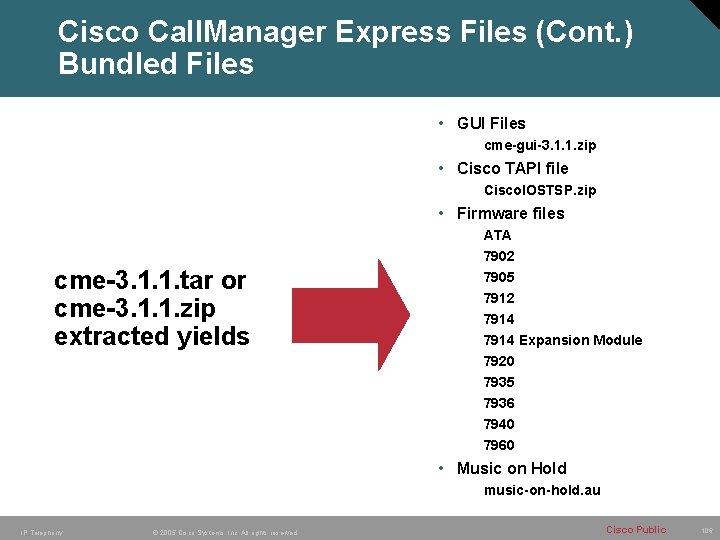 Cisco Call. Manager Express Files (Cont. ) Bundled Files • GUI Files cme-gui-3. 1.