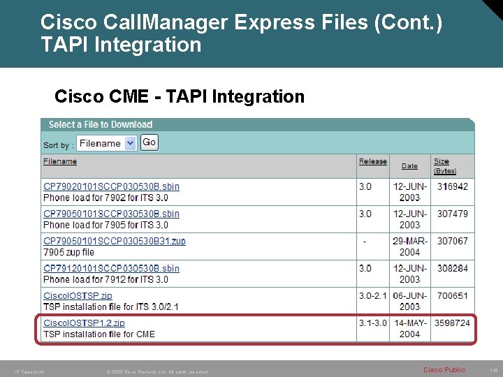 Cisco Call. Manager Express Files (Cont. ) TAPI Integration Cisco CME - TAPI Integration