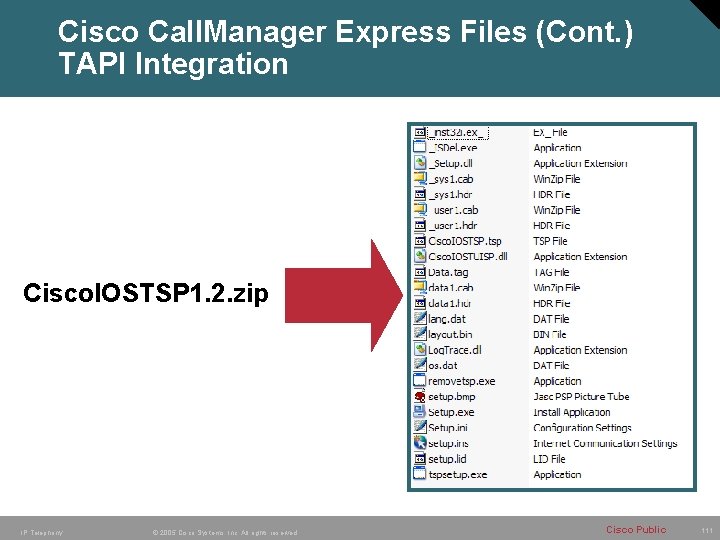 Cisco Call. Manager Express Files (Cont. ) TAPI Integration Cisco. IOSTSP 1. 2. zip