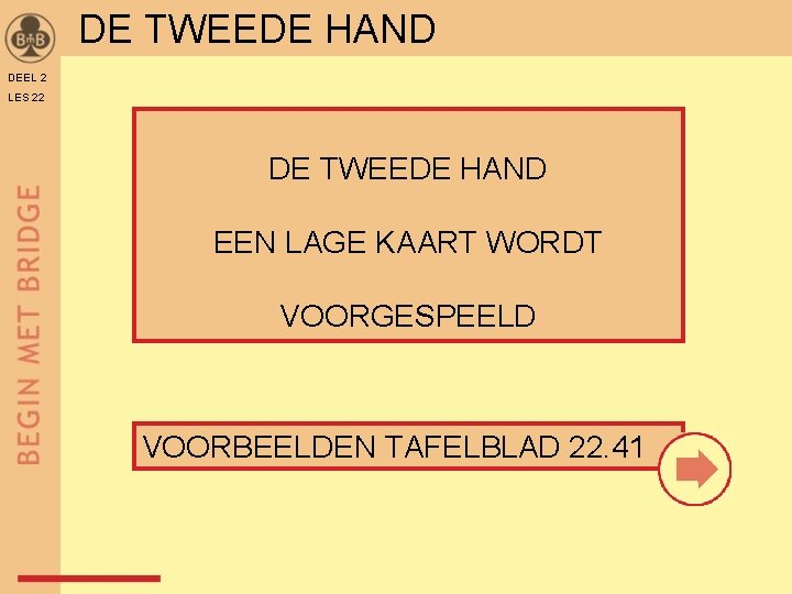 DE TWEEDE HAND DEEL 2 LES 22 DE TWEEDE HAND EEN LAGE KAART WORDT