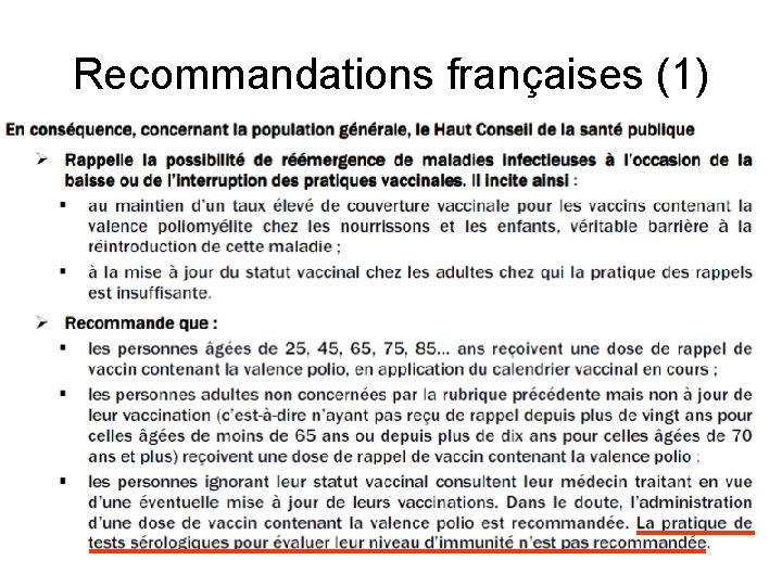 Recommandations françaises (1) 