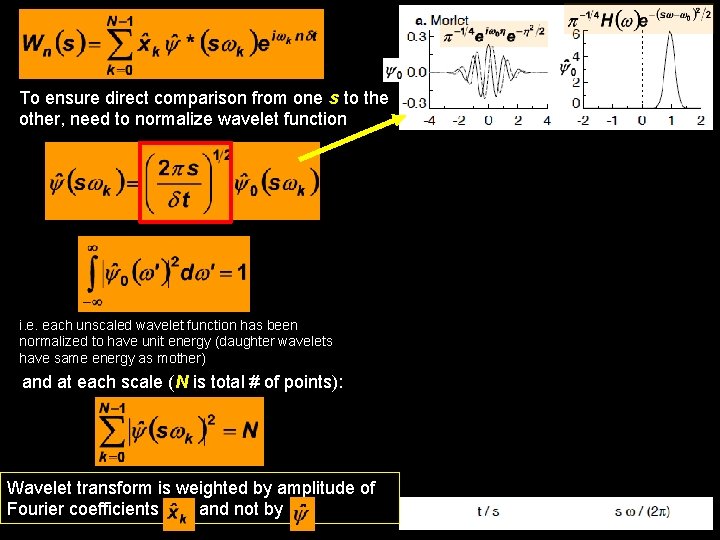 To ensure direct comparison from one s to the other, need to normalize wavelet To ensure direct comparison from one s to the other, need to normalize wavelet