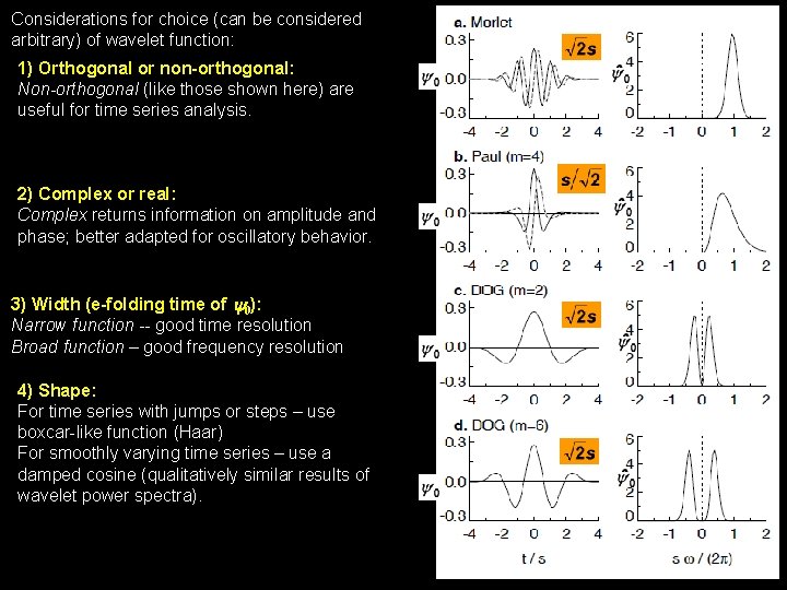 Considerations for choice (can be considered arbitrary) of wavelet function: 1) Orthogonal or non-orthogonal: Considerations for choice (can be considered arbitrary) of wavelet function: 1) Orthogonal or non-orthogonal: