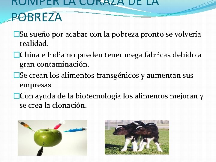 ROMPER LA CORAZA DE LA POBREZA �Su sueño por acabar con la pobreza pronto