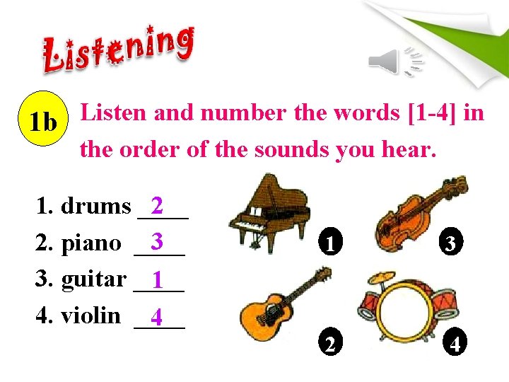 Listen and number the words [1 -4] in 1 b the order of the