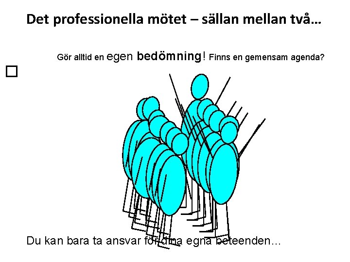 Det professionella mötet – sällan mellan två… Gör alltid en egen bedömning! Finns en