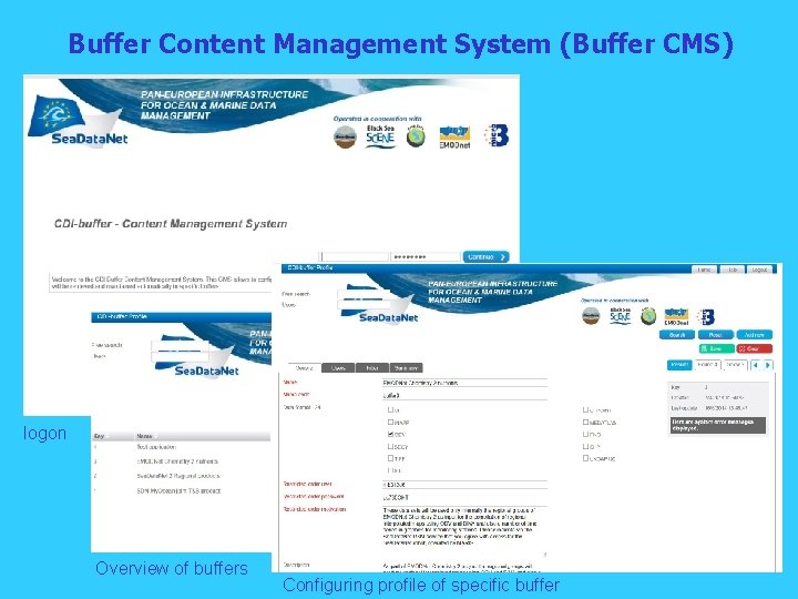 Buffer Content Management System (Buffer CMS) logon Overview of buffers Configuring profile of specific