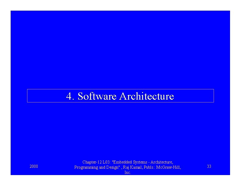 4. Software Architecture 2008 Chapter-12 L 03: "Embedded Systems - Architecture, Programming and Design"