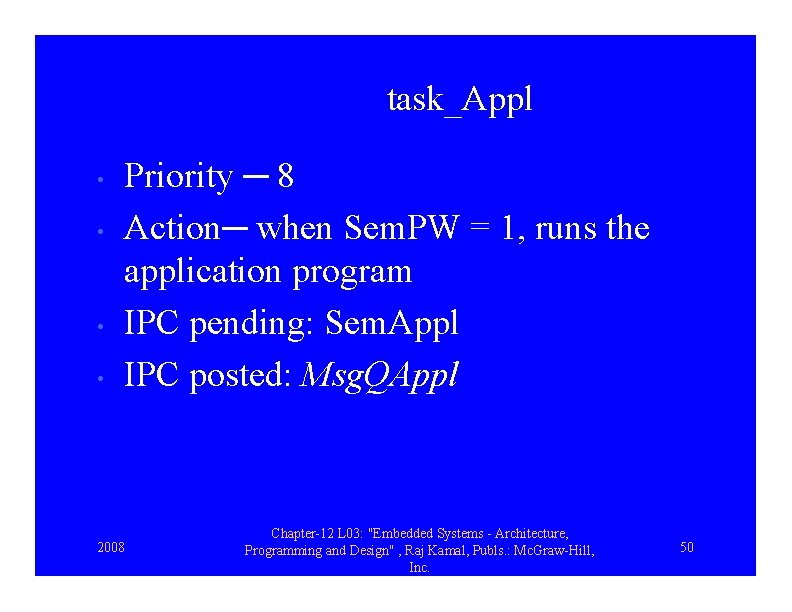 task_Appl • • Priority ─ 8 Action─ when Sem. PW = 1, runs the