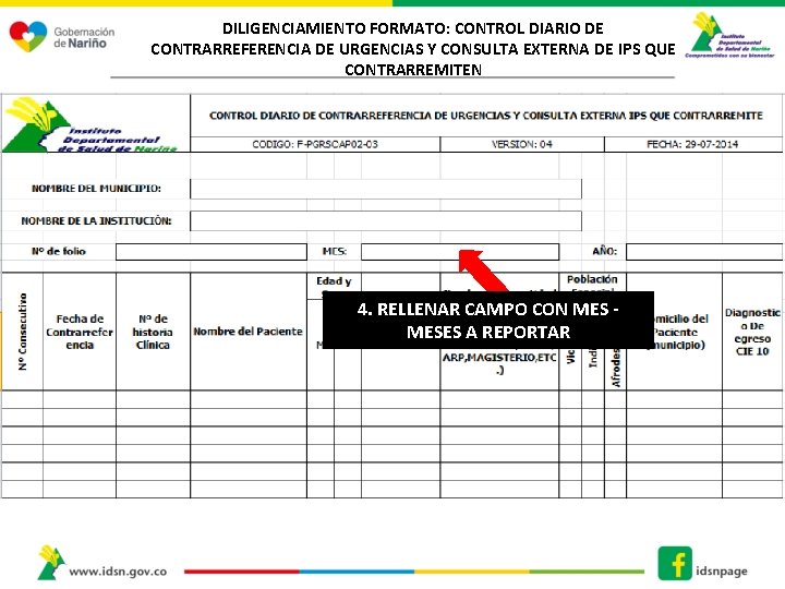 DILIGENCIAMIENTO FORMATO: CONTROL DIARIO DE CONTRARREFERENCIA DE URGENCIAS Y CONSULTA EXTERNA DE IPS QUE
