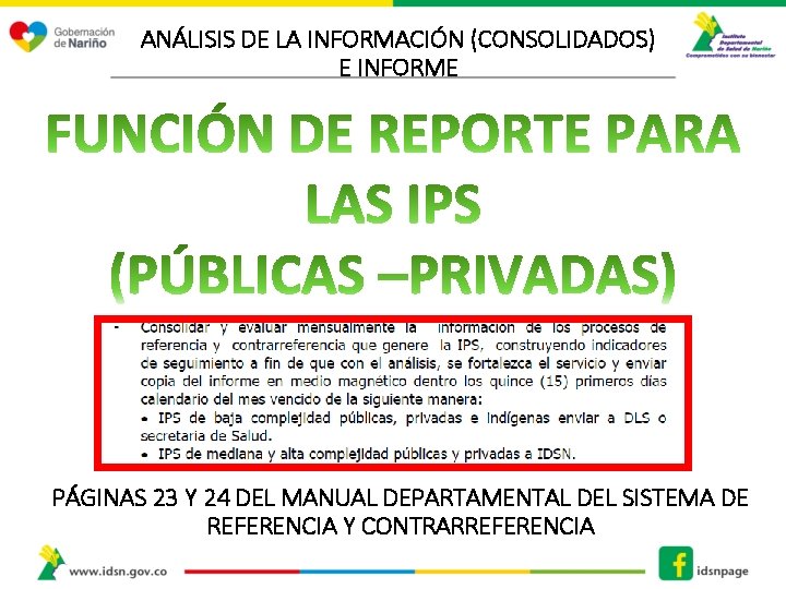 ANÁLISIS DE LA INFORMACIÓN (CONSOLIDADOS) E INFORME PÁGINAS 23 Y 24 DEL MANUAL DEPARTAMENTAL