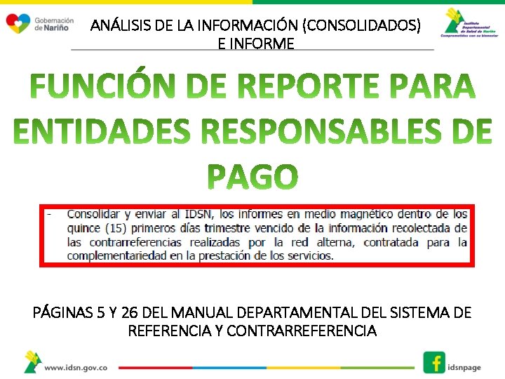 ANÁLISIS DE LA INFORMACIÓN (CONSOLIDADOS) E INFORME PÁGINAS 5 Y 26 DEL MANUAL DEPARTAMENTAL