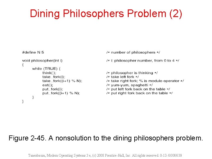 Dining Philosophers Problem (2) Figure 2 -45. A nonsolution to the dining philosophers problem.